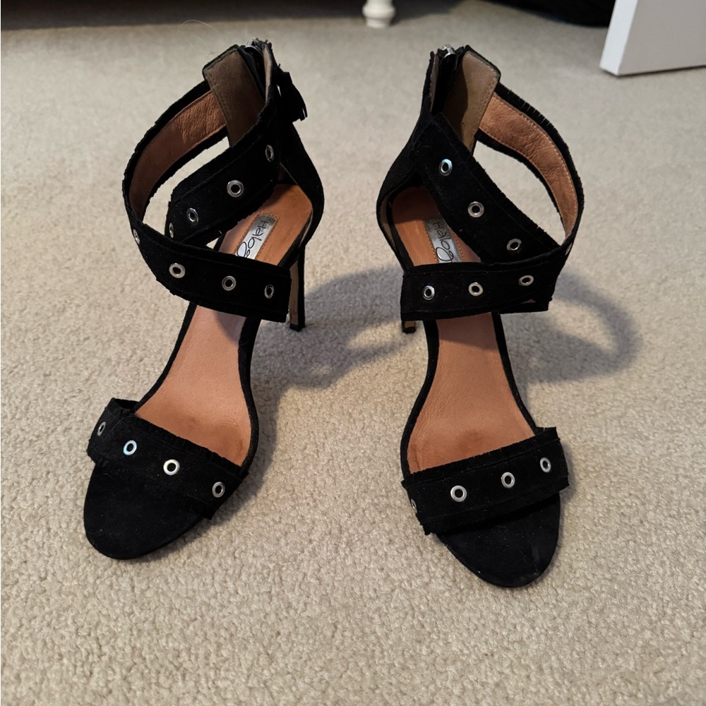 Halogen Black Stiletto Heels with Strappy Design